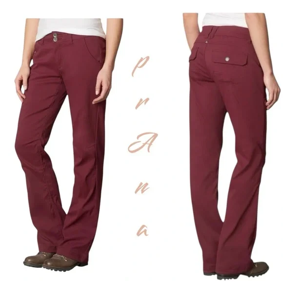 Prana Zion Halle Pant Tall Inseam, Cranberry, Size 4 Long (28 x 34) - Picture 2 of 16